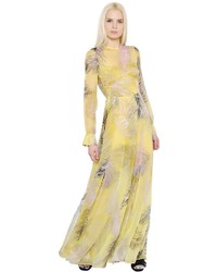 Emilio Pucci Feather Printed Silk Chiffon Dress
