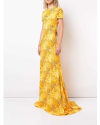 Carolina Herrera Mix Pattern Long Dress