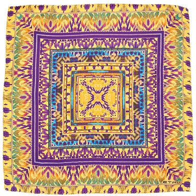 Etro Batik Printed Silk Satin Pocket Square, $87 