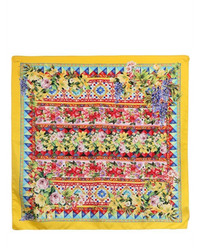 Dolce & Gabbana Flower Printed Silk Twill Square Scarf