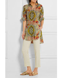 Etro Printed Cotton And Silk Blend Shirt Yellow