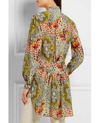 Etro Printed Cotton And Silk Blend Shirt Yellow