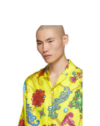 Versace Yellow Silk Chain Shirt