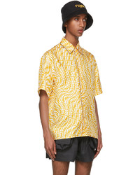 Fendi Yellow Silk Ff Vertigo Short Sleeve Shirt