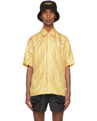 Fendi Yellow Silk Ff Vertigo Short Sleeve Shirt