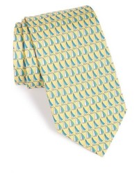 Yellow Print Silk Tie