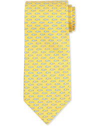 Salvatore Ferragamo Alligator Printed Silk Tie Yellow