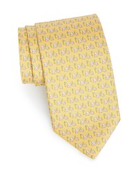 Salvatore Ferragamo Erede Elephant Print Silk Tie In Yellow At Nordstrom