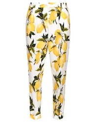 Dolce & Gabbana Lemon Print Slim Tapered Leg Trousers