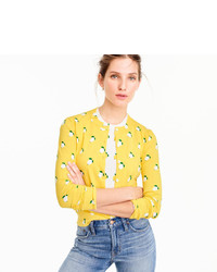 J.Crew Cotton Jackie Cardigan Sweater In Lemon Print