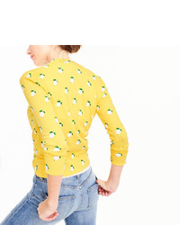 J.Crew Cotton Jackie Cardigan Sweater In Lemon Print