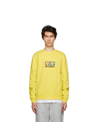 Stussy Yellow 2 Flowers Crew Sweatshirt