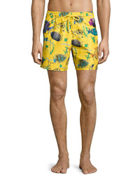 Yellow Print Swim Shorts