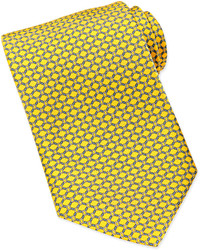 Brioni Rope Print Silk Tie Yellow