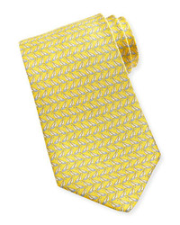 Salvatore Ferragamo Sailboat Print Silk Tie Yellow