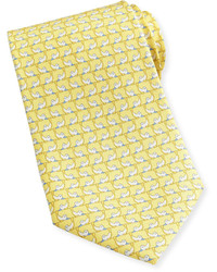 Salvatore Ferragamo Seal Print Silk Tie Yellow