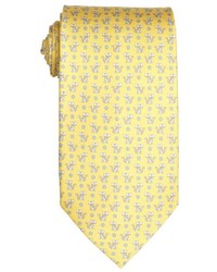 Salvatore Ferragamo Yellow Cat Print Silk Tie