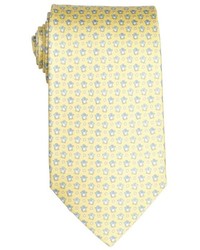Salvatore Ferragamo Yellow Penguin Printed Silk Rotondo Tie