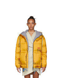 Off-White Yellow Down Industrial Zipped Puffer Jacket