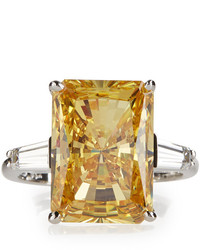 FANTASIA By Deserio Emerald Cut Canary Crystal Cocktail Ring