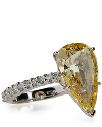 FANTASIA By Deserio Large Pear Cut Crystal Ring Yellow