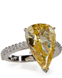 FANTASIA By Deserio Large Pear Cut Crystal Ring Yellow