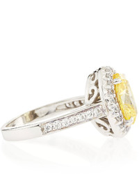 FANTASIA By Deserio Oval Cut Canary Yellow Cz Pave Ring