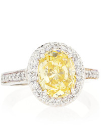 FANTASIA By Deserio Oval Cut Canary Yellow Cz Pave Ring
