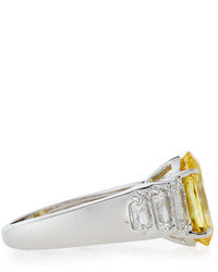FANTASIA By Deserio Oval Cz Cocktail Ring W Stepped Baguettes Yellow