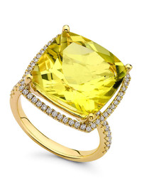 Kiki McDonough Grace Lemon Quartz Diamond 18k Gold Ring