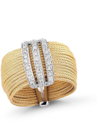 Alor Multi Row Micro Cable Pave Diamond Band Ring Yellow Size 7