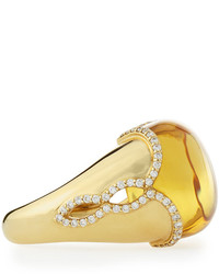 Roberto Coin Scalloped Citrine Ring W Diamonds Size 65