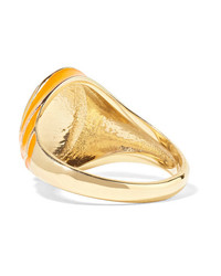 Alison Lou Stripe 14 Karat Gold And Enamel Ring