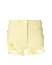 Yellow Ripped Denim Shorts