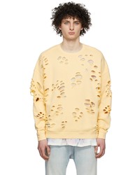 R13 Yellow Super Distressed Oversized Sweater