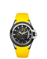 GUESS U10575g5 Yellow Rubber Quartz Watch With Black Dial