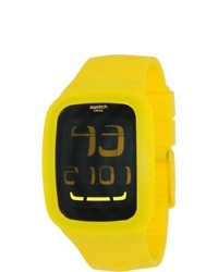 Swatch Touch Surj101 Yellow Rubber Swiss Quartz Watch With Digital Dial