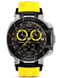 Tissot T Race Black Quartz Chronograph Yellow Rubber Watch 50mm