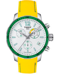 Tissot Swiss Chronograph Quickster Yellow Rubber Strap Watch 42mm T0954491703701