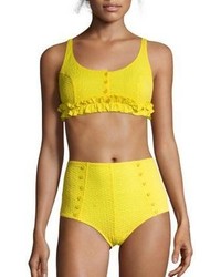 Yellow Ruffle Bikini Top