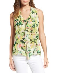 KUT from the Kloth Print Ruffle Front Top
