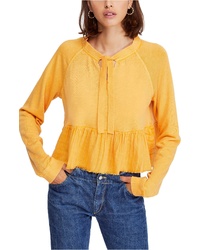 Yellow Ruffle Crew-neck Sweater