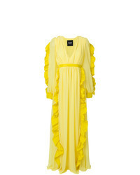Yellow Ruffle Evening Dress
