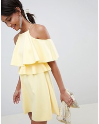 Yellow Ruffle Fit and Flare Dress