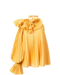 Rosie Assoulin Pleated One Shoulder Blouse