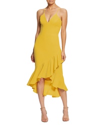Yellow Ruffle Sheath Dress