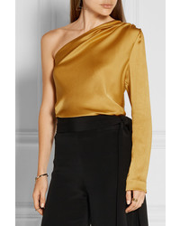 Cushnie et Ochs One Shoulder Silk Satin Top Marigold