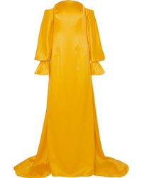 Yellow Satin Evening Dress