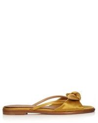 Yellow Satin Flat Sandals