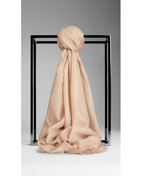 Burberry Embroidered Lightweight Cashmere Scarf